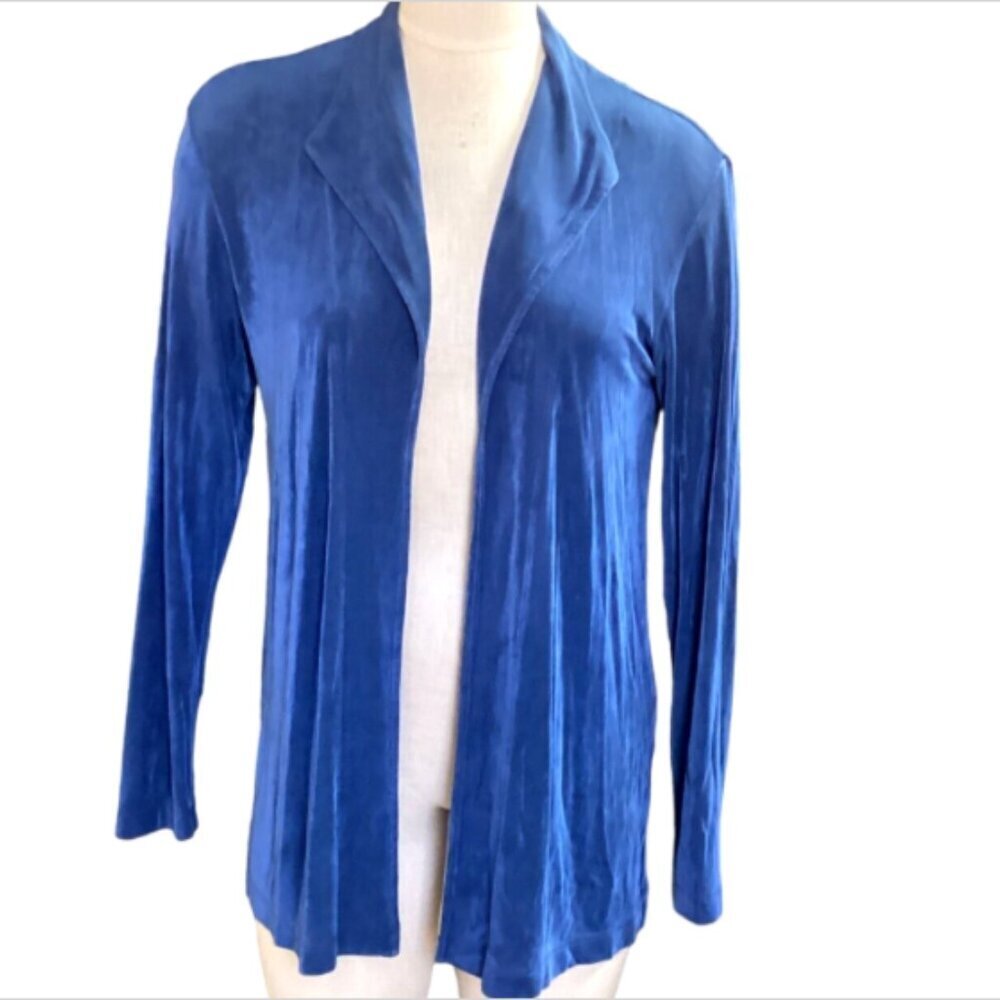 Chico's Travelers Cardigan Jacket Sz 1 (M/8)‎ Blue #141Q